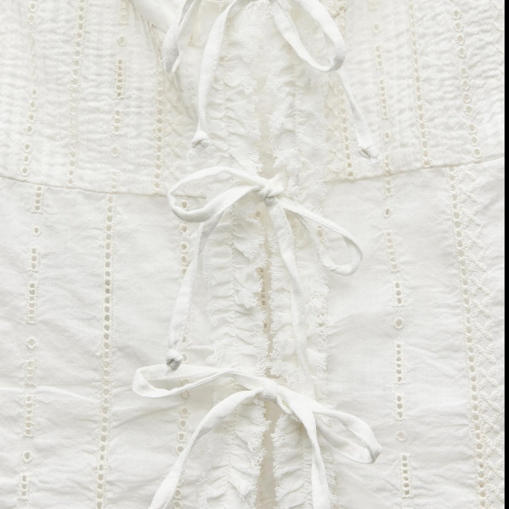 Zara White Ruffled Sleeveless Top - Picture 6 of 6